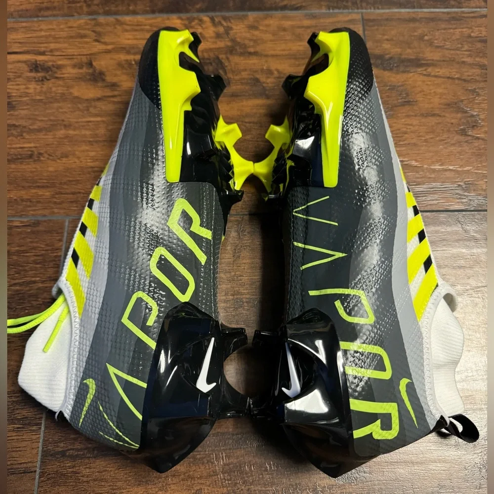 Nike Vapor Edge Pro 360 Ghost Laces Cleats Men Size 9 Neon/Smoke Gray Fast Ship - Picture 9 of 11